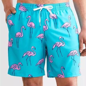 Chubbies Blue and Pink Flamingo Swim Trunks
